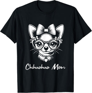 Chihuahua Mom Dog Love Heart Graphic Design Women Girls Kids T-Shirt - T-Shirt | Black