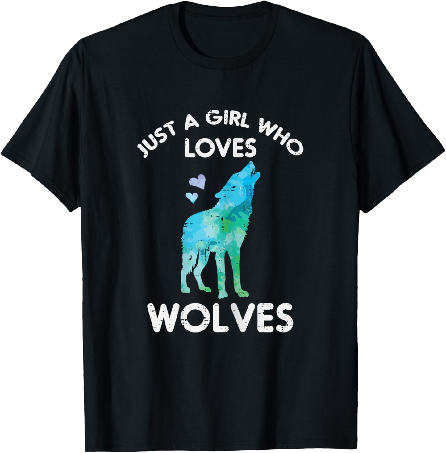 Just A Girl Who Loves Wolves Cute Animal Women Girls Kids T-Shirt - T-Shirt | Black