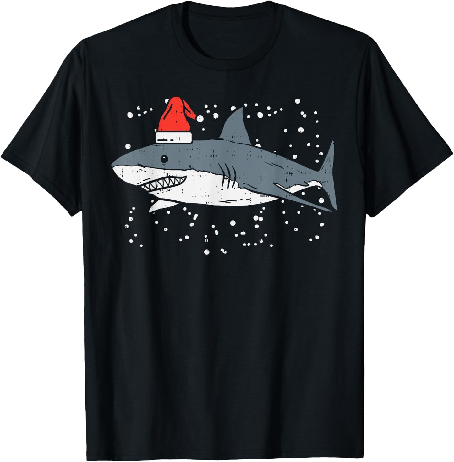 Shark Santa Hat Christmas Xmas Pajama Men Women Kids PJ T-Shirt - T-Shirt | Black