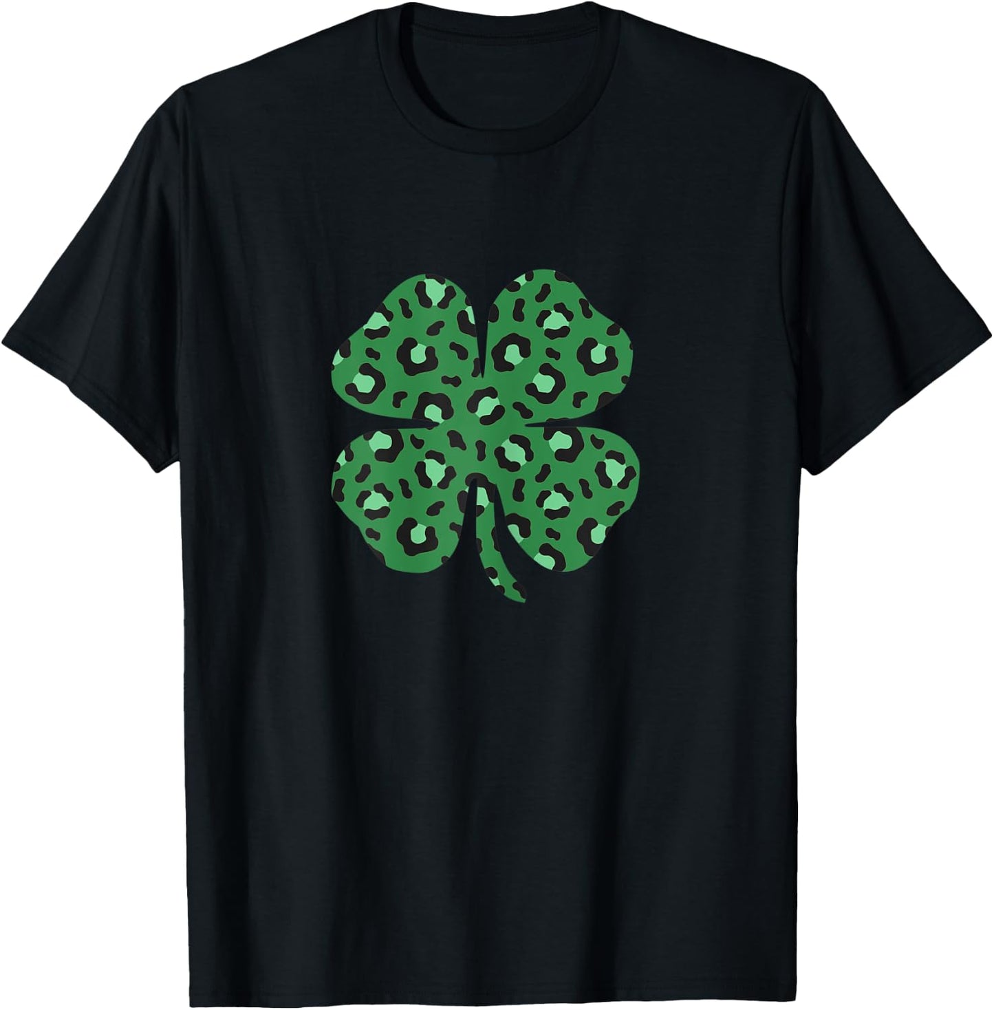 Leopard Print Clover Trendy St. Patrick's Day T-Shirt - T-Shirt | Black