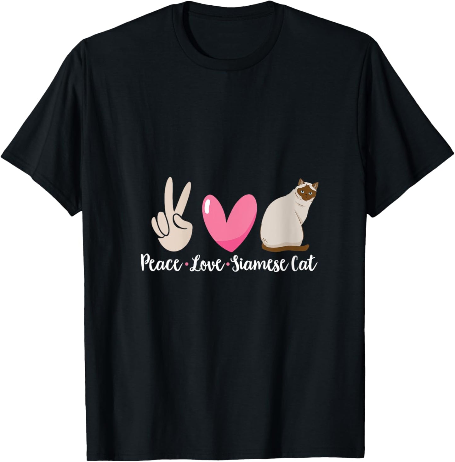Siamese Cat Peace Love Siamese Cat V-Neck T-Shirt - T-Shirt | Black