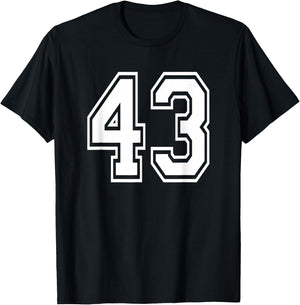 Number 43 43rd Birthday Gift Player Team Numbered Jersey T-Shirt - T-Shirt | Black