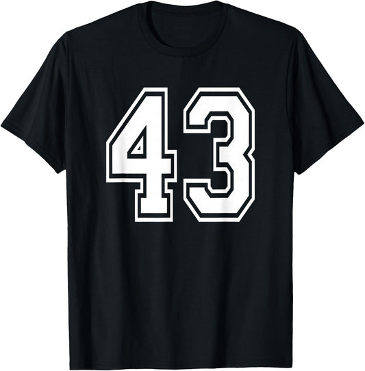 Number 43 43rd Birthday Gift Player Team Numbered Jersey T-Shirt - T-Shirt | Black