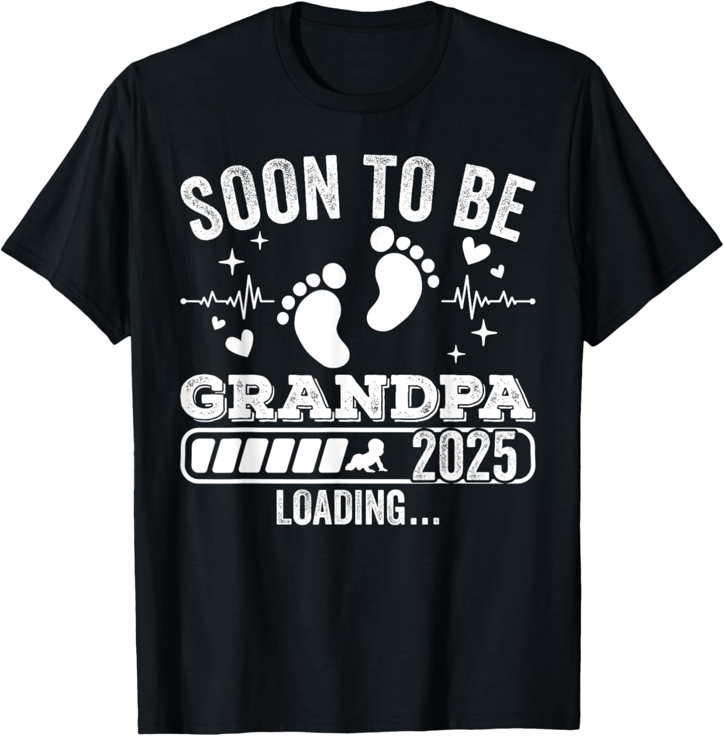 Soon to Be Grandpa 2025 Loading Pregnancy Announcement T-Shirt - T-Shirt | Black