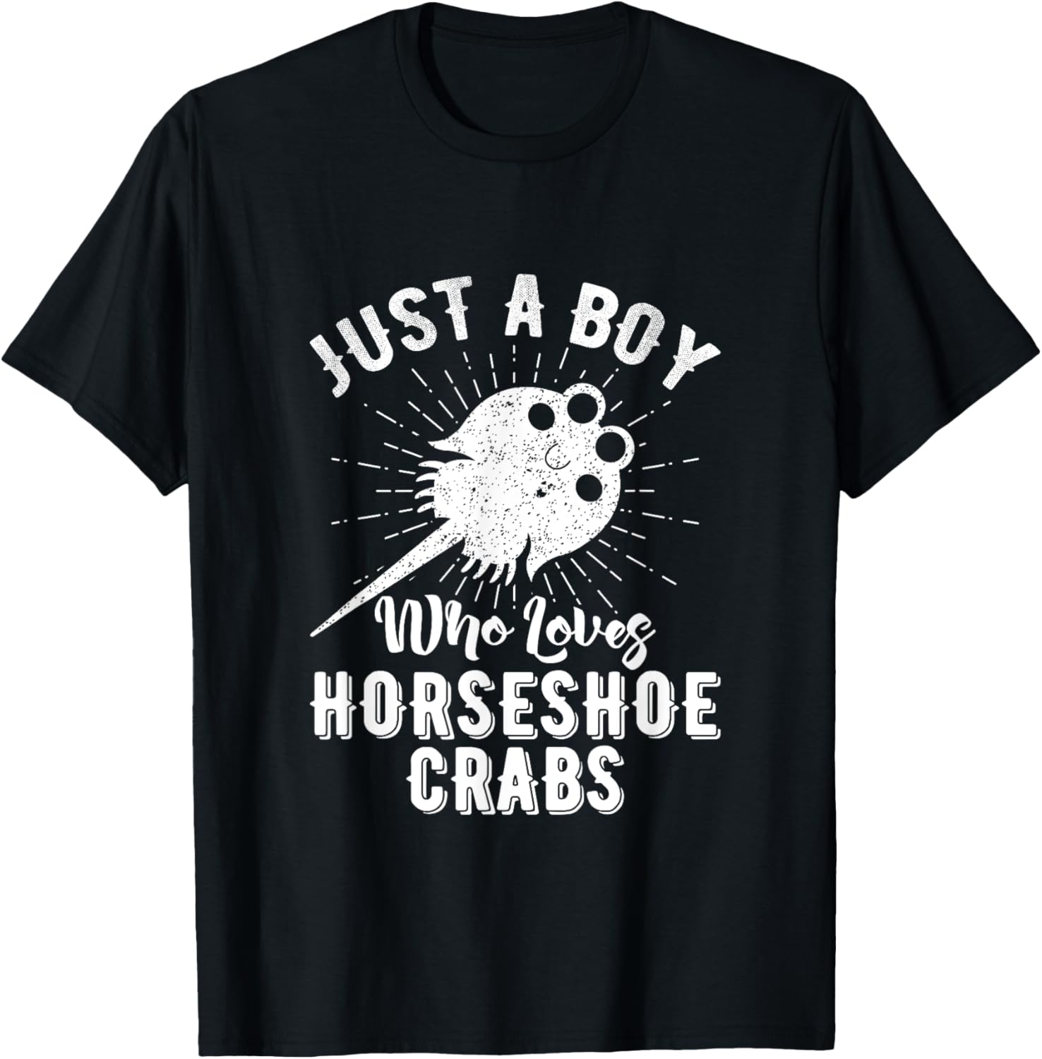 Just A Boy Who Loves Horseshoe Crabs Xiphosura Encycloart T-Shirt - T-Shirt | Black