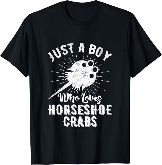Just A Boy Who Loves Horseshoe Crabs Xiphosura Encycloart T-Shirt - T-Shirt | Black