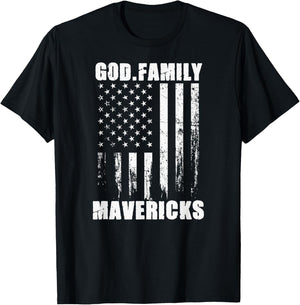 Marshall Mavericks God. Family. Vintage USA Flag T-Shirt - T-Shirt | Black