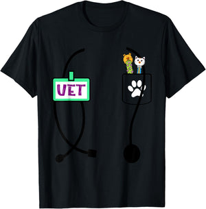 Veterinarian Costume Boys Girls Kids Animal Doctor Vet T-Shirt - T-Shirt | Black
