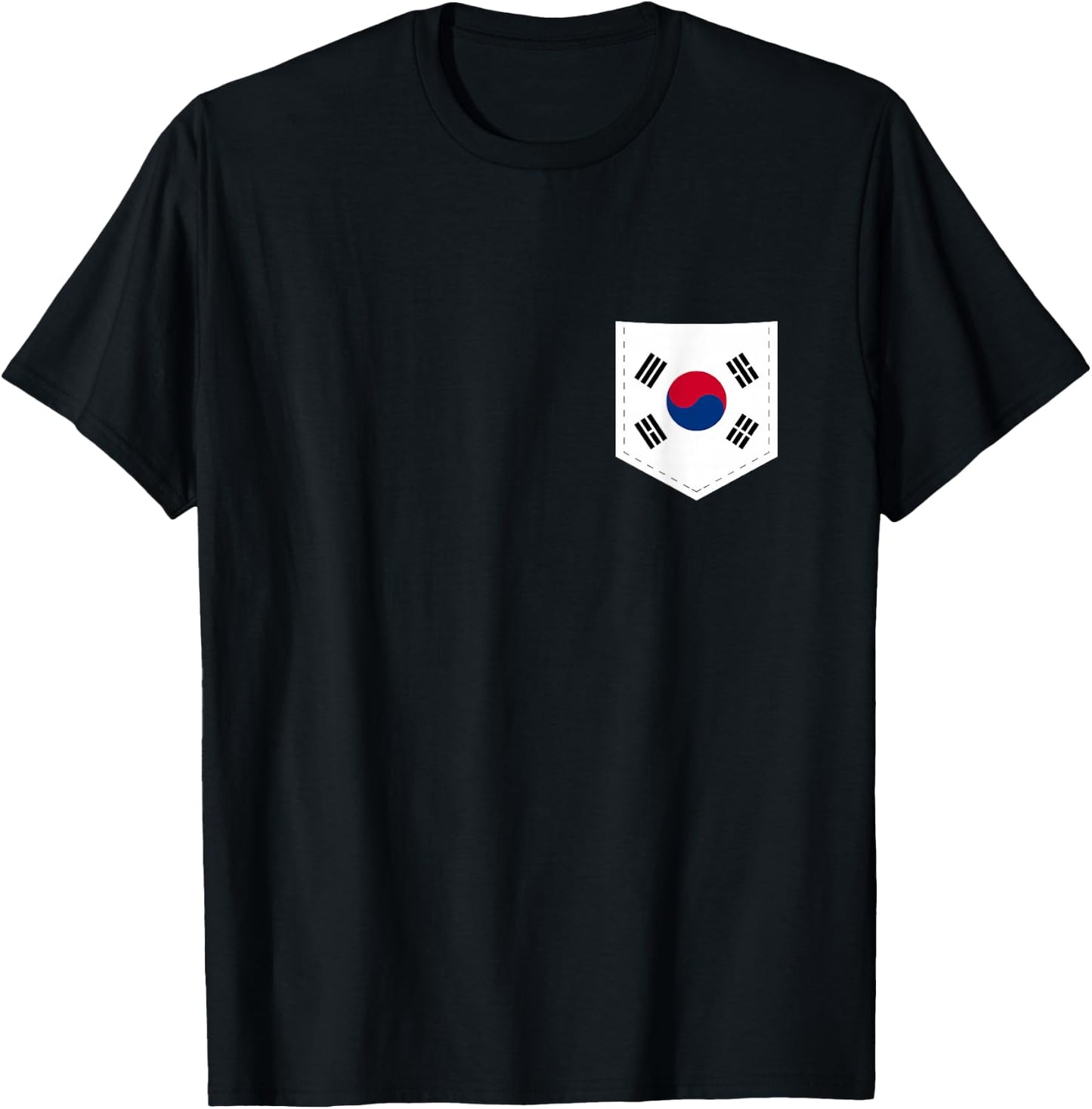 South Korea Flag with Printed South Korean Flag Pocket T-Shirt - T-Shirt | Black