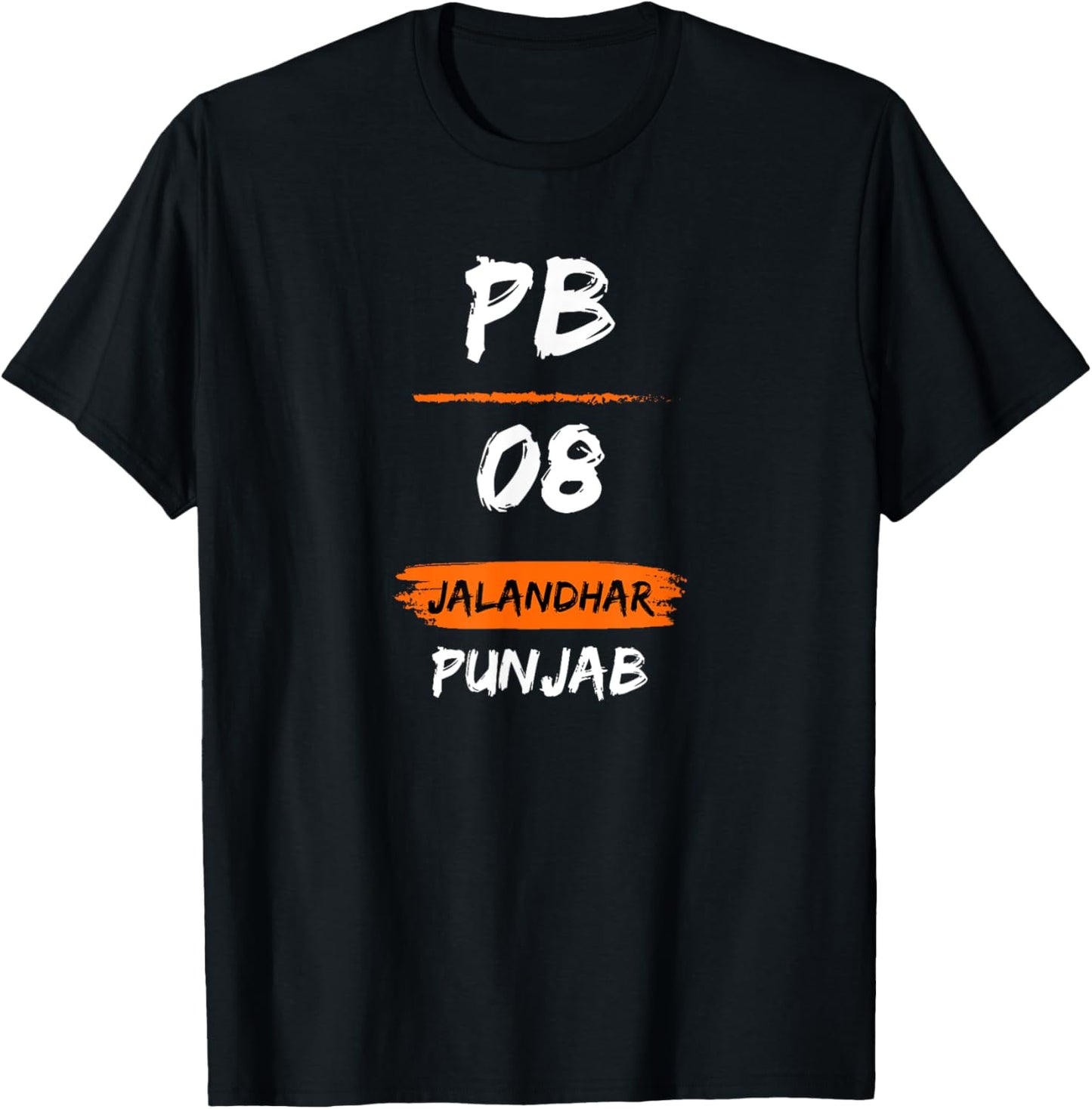 Jalandhar PB08 Car Number Funny Punjab Graphic Punjabi T-Shirt - T-Shirt | Black