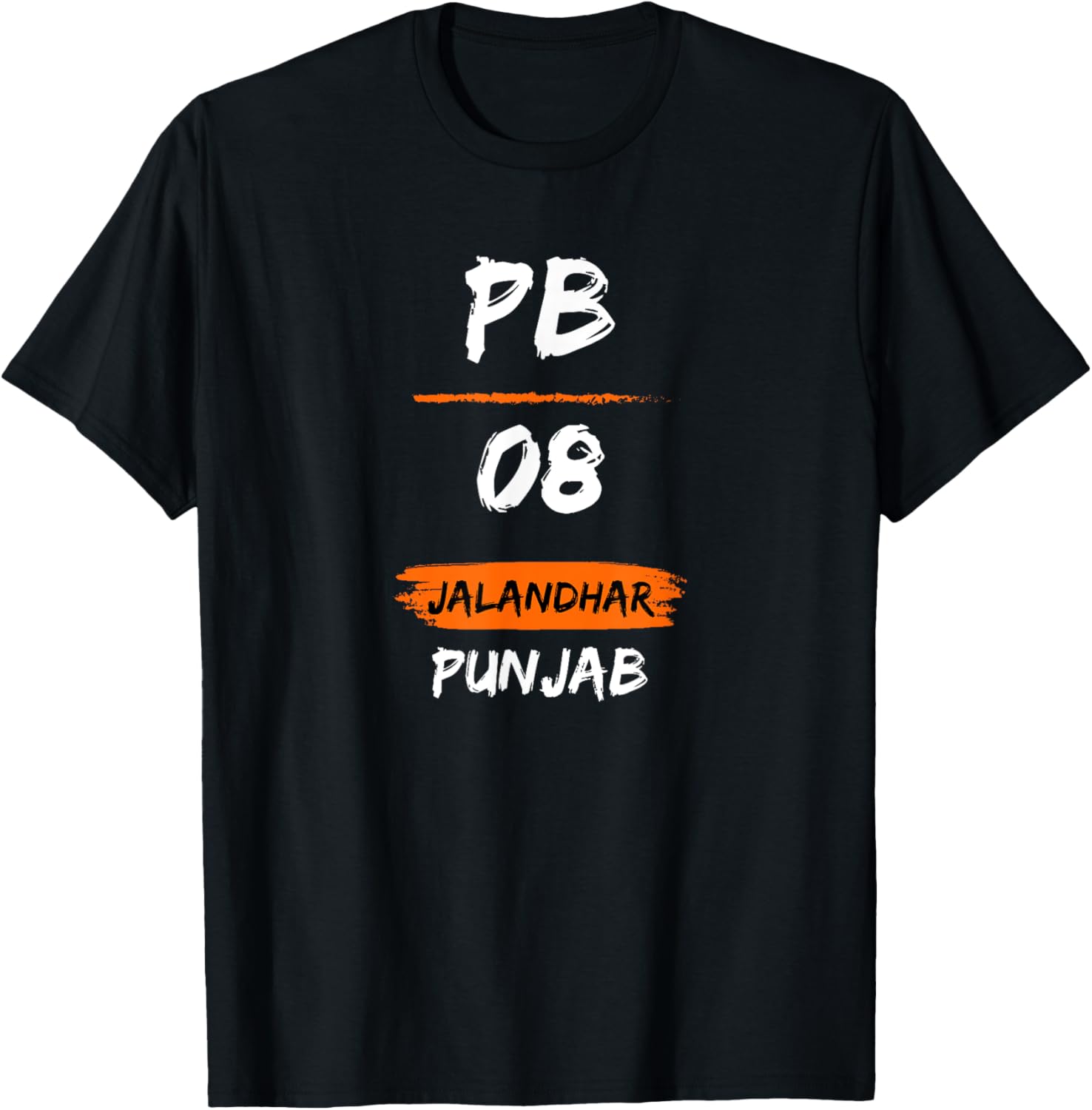 Jalandhar PB08 Car Number Funny Punjab Graphic Punjabi T-Shirt - T-Shirt | Black