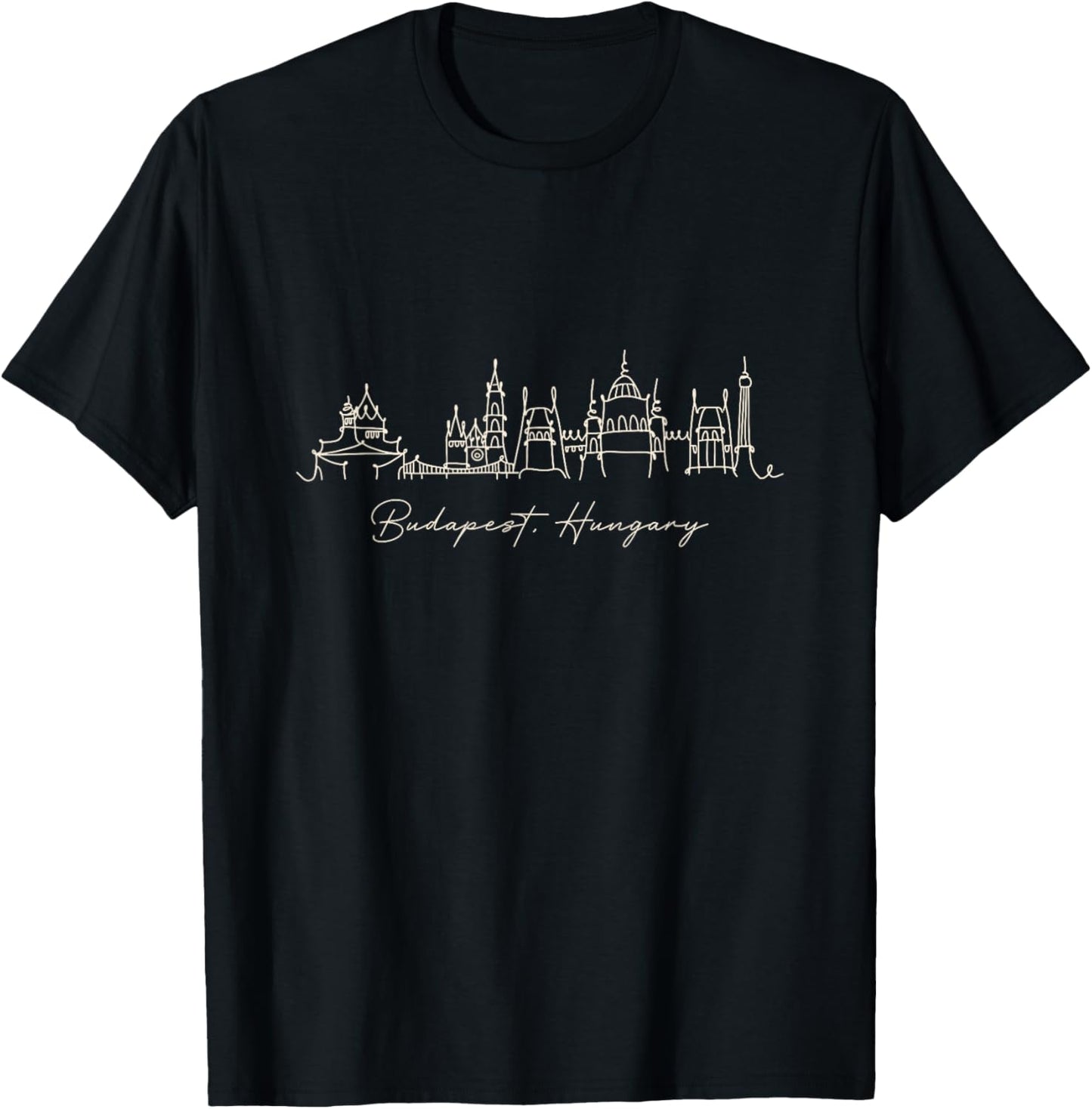 Signature Budapest City Skyline - Hungary Souvenir T-Shirt - T-Shirt | Black