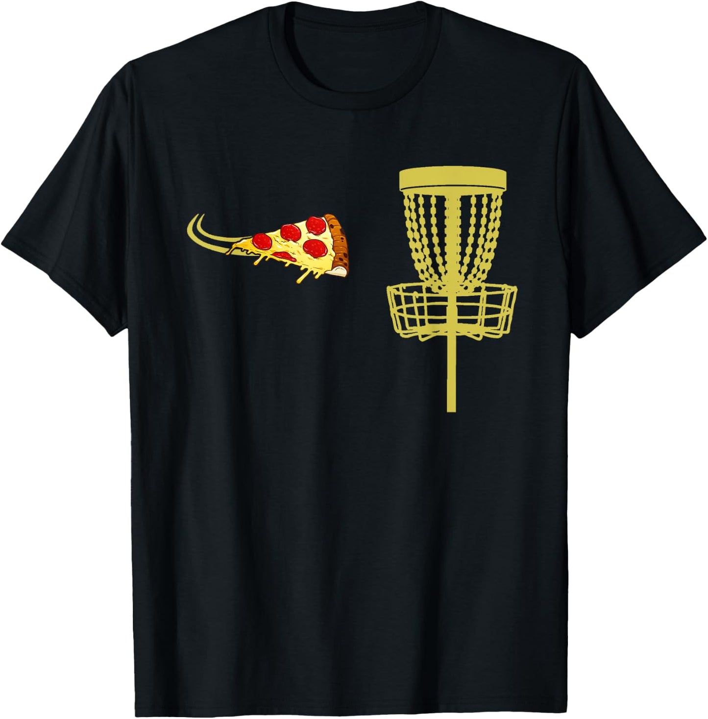 Pizza Disc Golf Frisbee Funny T Shirt Gift or Women T-Shirt - T-Shirt | Black