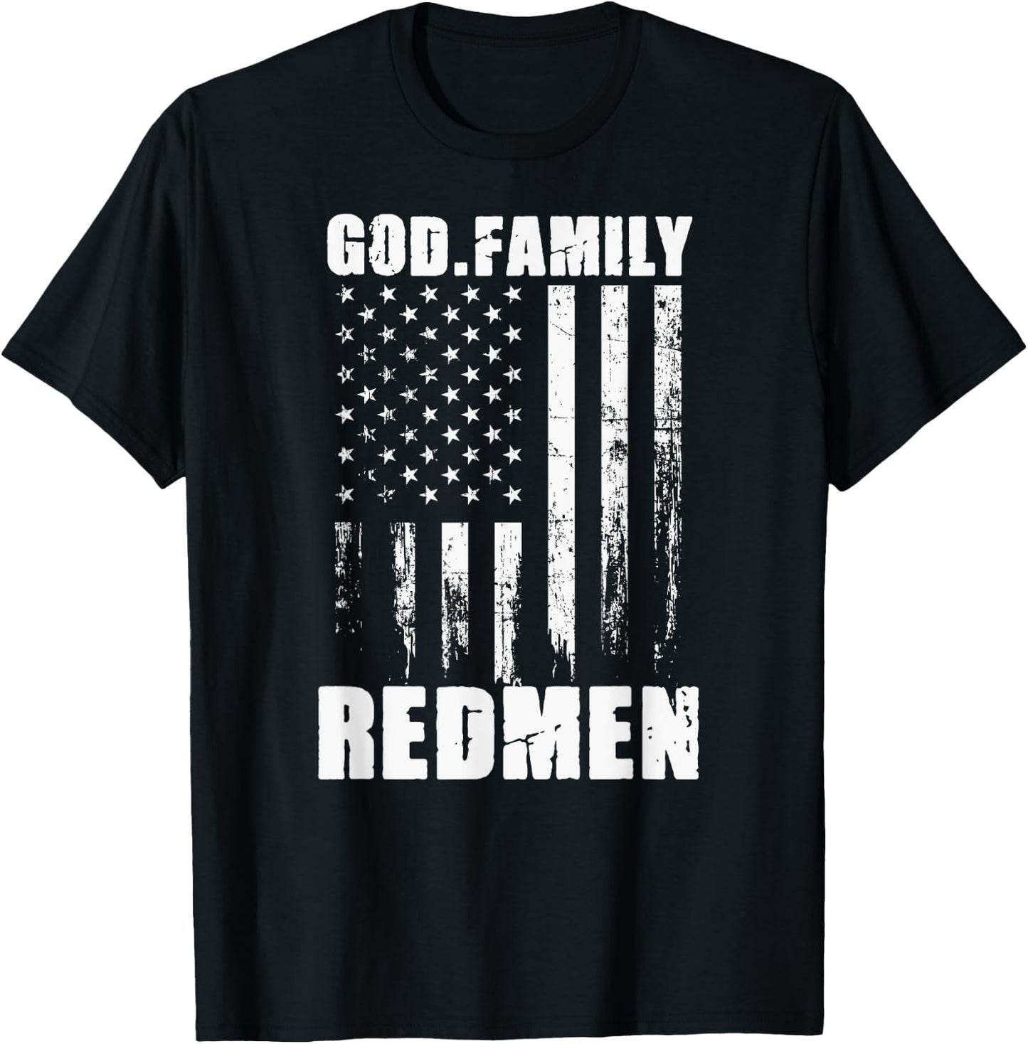 Rock Hill Redmen God. Family. Vintage USA Flag T-Shirt - T-Shirt | Black