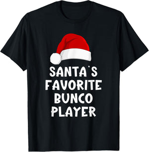 Christmas Santa's Favorite Bunco Player Funny Dice Bunko T-Shirt - T-Shirt | Black