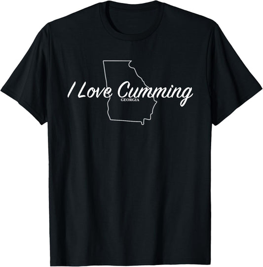 Funny Hometowns I Love Cumming Ga - Black, Small, -Adults, Short Sleeve, Classic Fit, Cotton Blend T-Shirt - T-Shirt | Black
