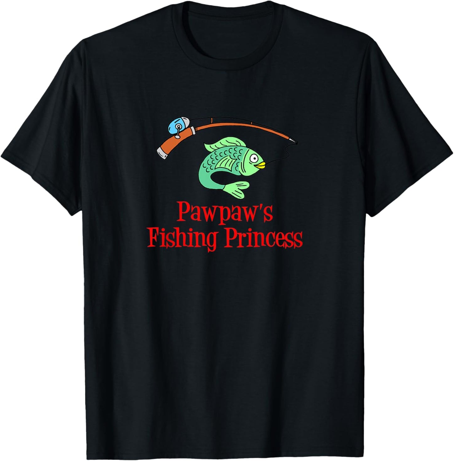 Kids Pawpaw's Fishing Princess Granddaughter Fish T-Shirt - T-Shirt | Black