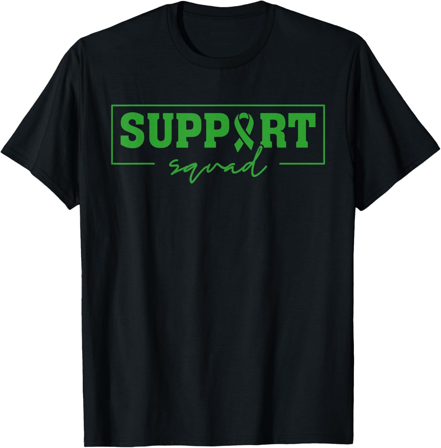 Support Squad Liver Cancer Awareness Green Ribbon T-Shirt - T-Shirt | Black