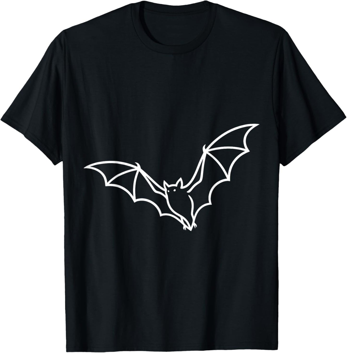 Flying Bat Minimalist Line Art Halloween Gothic Vampire T-Shirt - T-Shirt | Black
