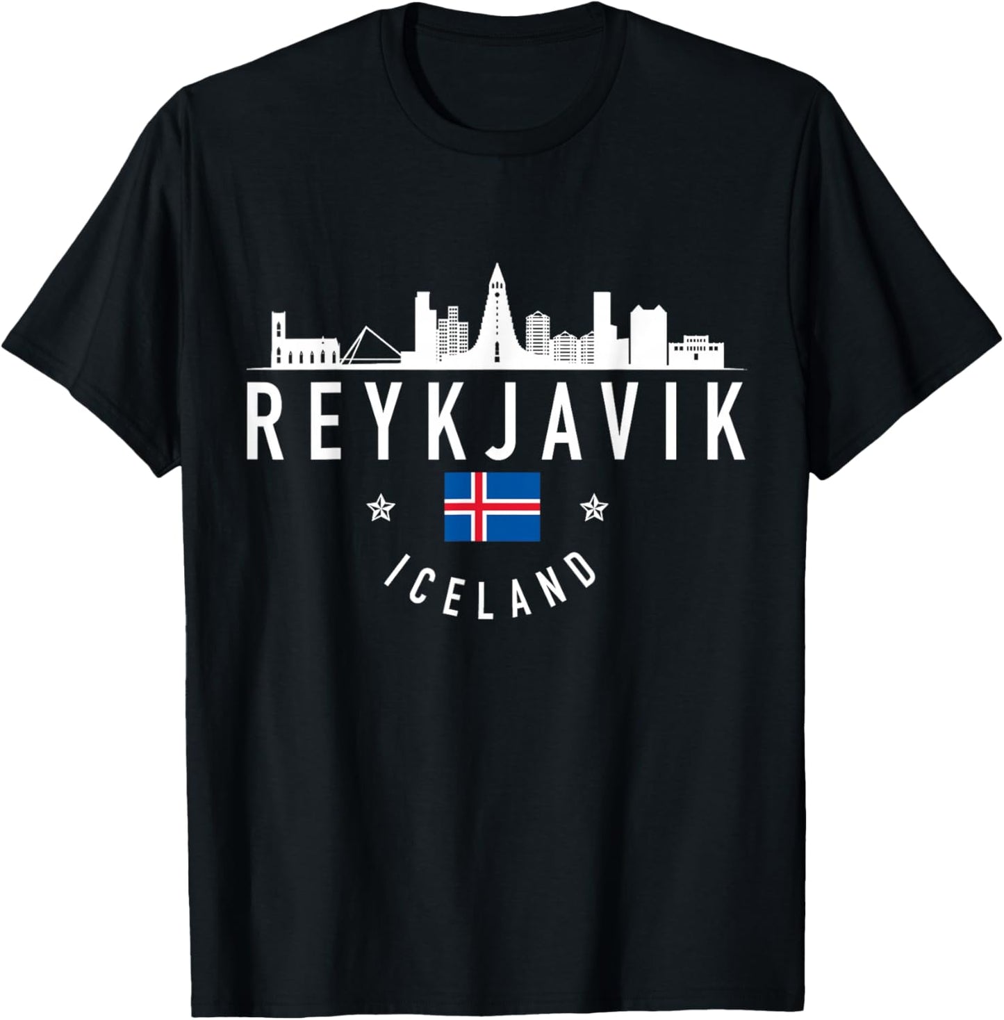 Reykjavik Iceland Skyline Flag Pride Souvenir T-Shirt - T-Shirt | Black