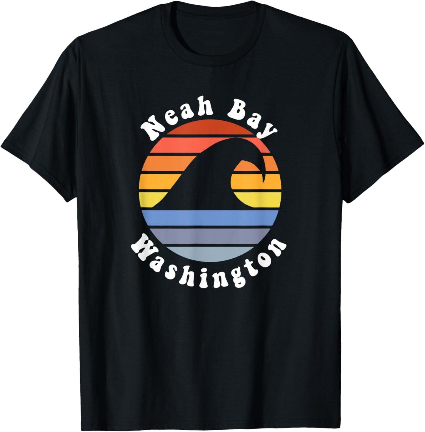 Retro Neah Bay Washington Vacation Beach Wave Souvenir Women Kids T-Shirt - T-Shirt | Black