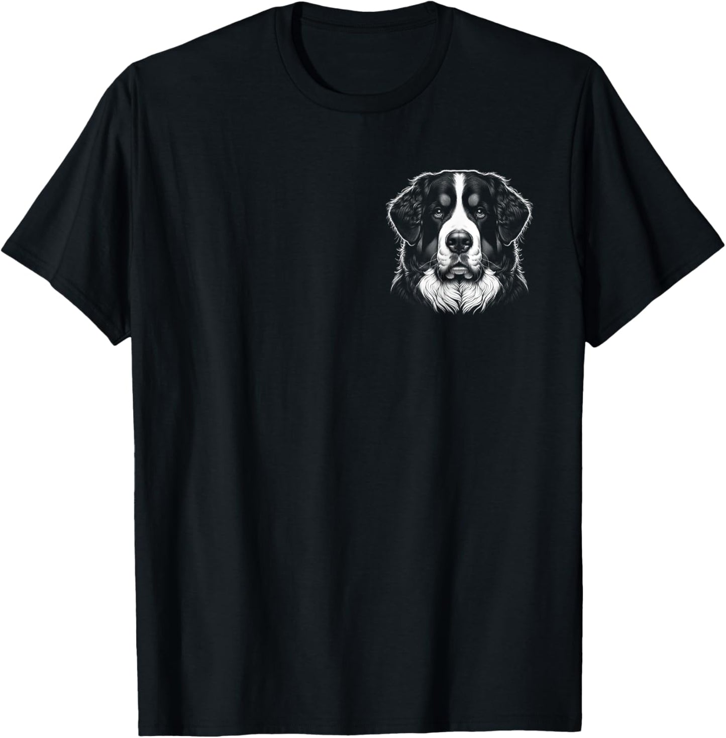 Proud Bernese Mountain Dog Head Portrait on Chest T-Shirt - T-Shirt | Black