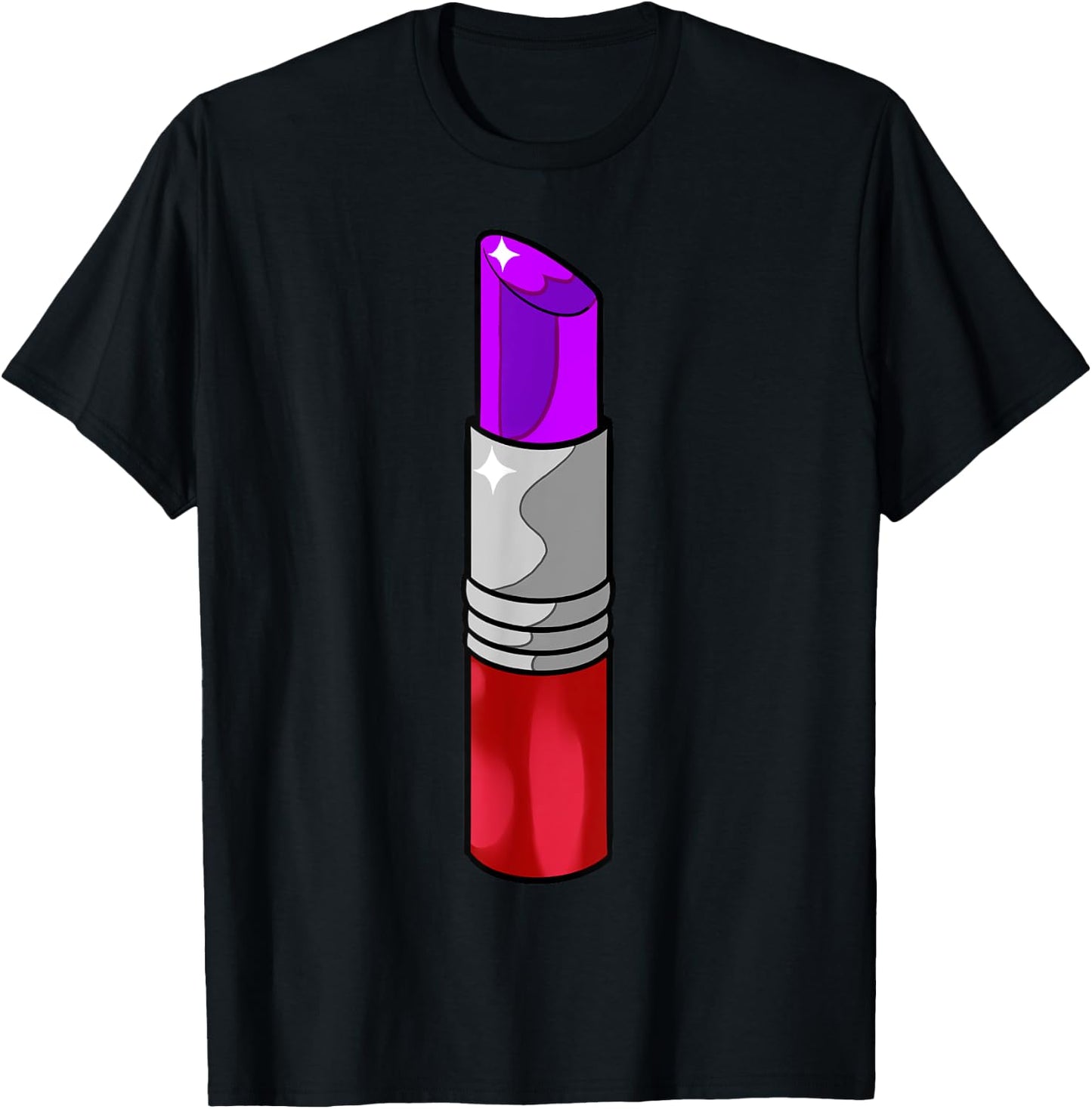 Vintage 70s Retro Purple Lipstick T-Shirt - T-Shirt | Black