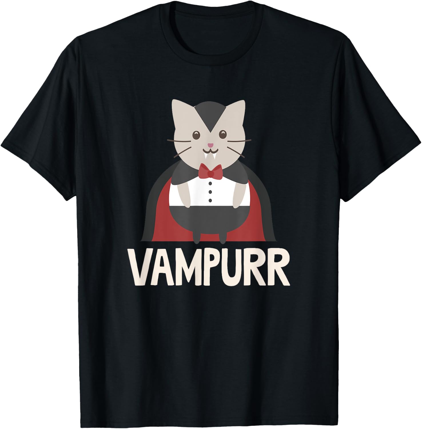 Vampurr Funny Vampire Cat Halloween Gift T-Shirt - T-Shirt | Black