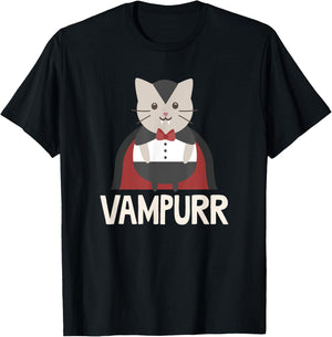 Vampurr Funny Vampire Cat Halloween Gift T-Shirt - T-Shirt | Black