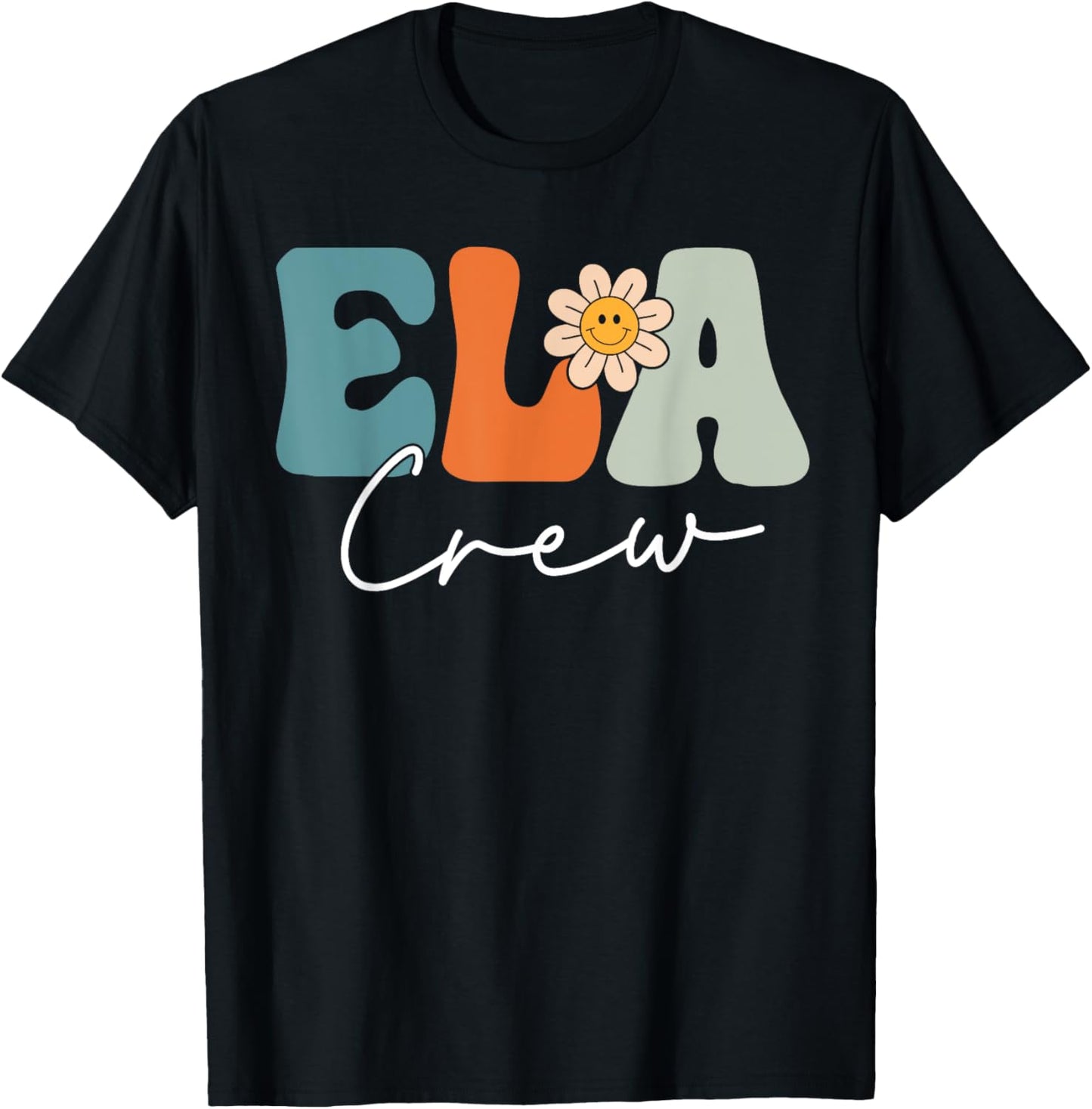 ELA Crew Team Retro Groovy Vintage First Day Of School T-Shirt - T-Shirt | Black