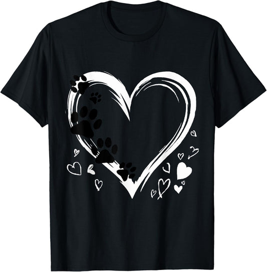 Heart Dog Lover Design - Walking the Dog T-Shirt - T-Shirt | Black
