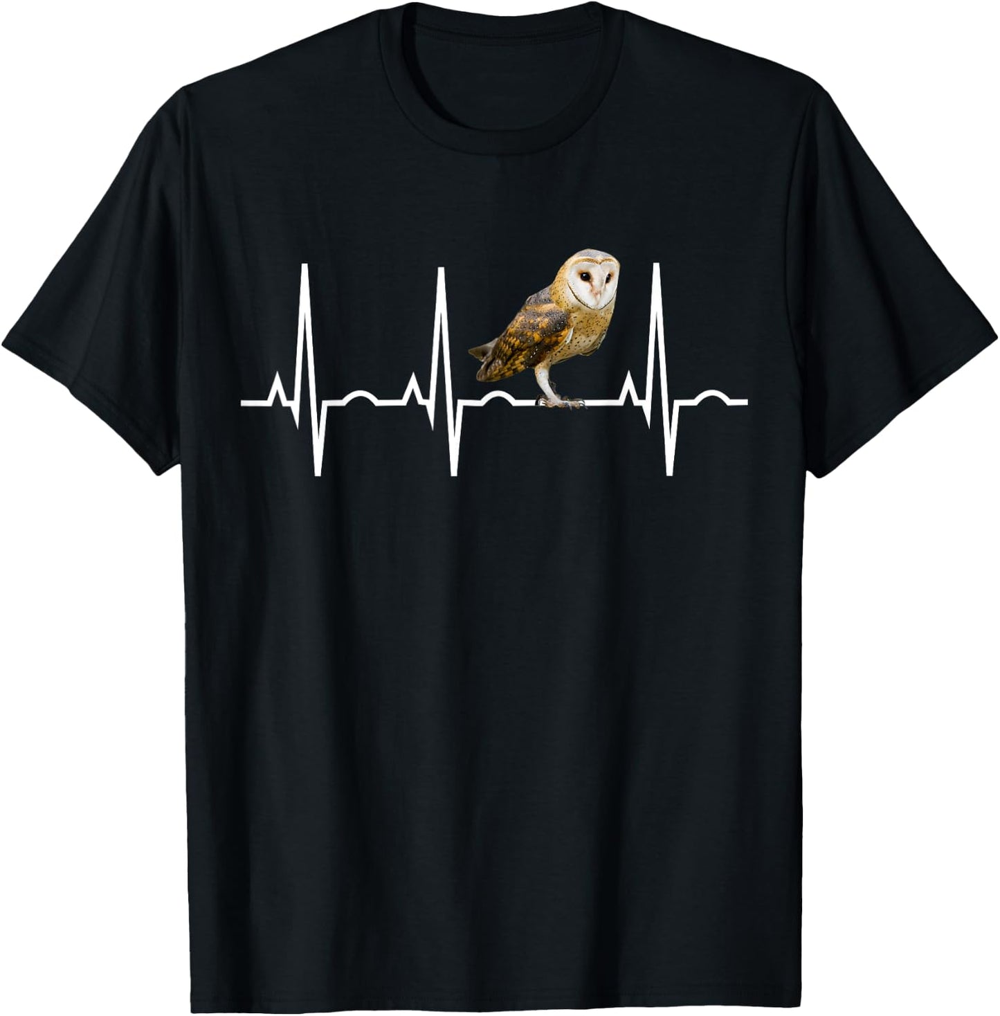 Barn Owl Shirt - Bird of Prey Heartbeat for Birders T-Shirt - T-Shirt | Black