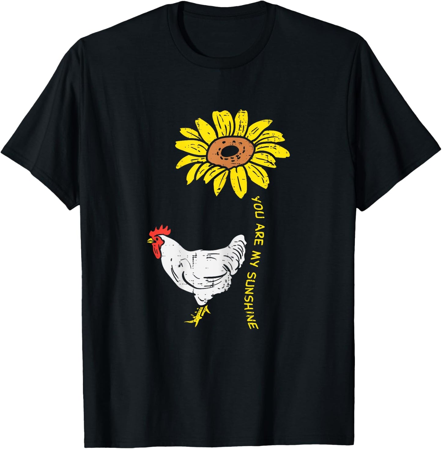 Sunshine Sunflower Chicken Farm Animal Farming Farmer Gift T-Shirt - T-Shirt | Black