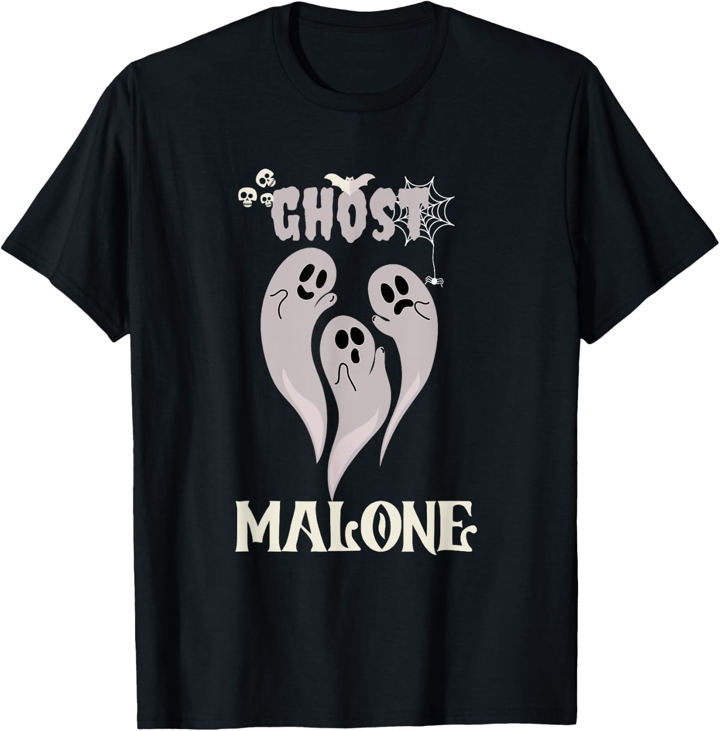 Funny Halloween Spooky Season Fall Season Cute Ghost Malone T-Shirt - T-Shirt | Black