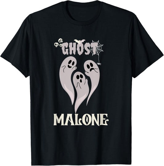 Funny Halloween Spooky Season Fall Season Cute Ghost Malone T-Shirt - T-Shirt | Black