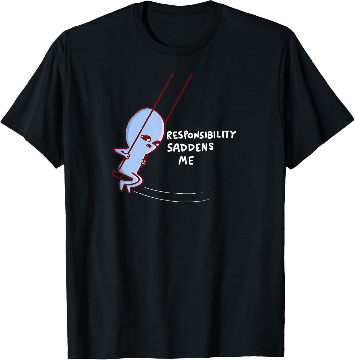 Threadless Nathan W. Pyle Responsibility Saddens Me Graphic T-Shirt - T-Shirt | Black