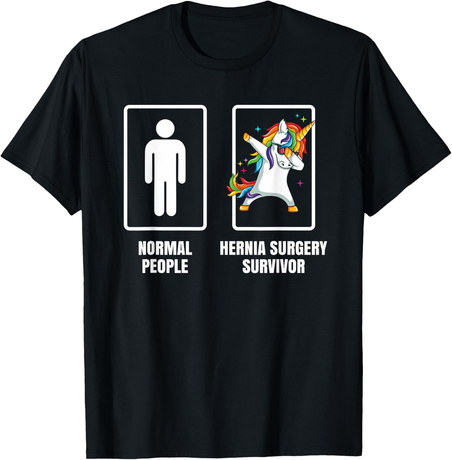 Dabbing Unicorn Hernia Surgery Survivor Recovery Get Well T-Shirt - T-Shirt | Black
