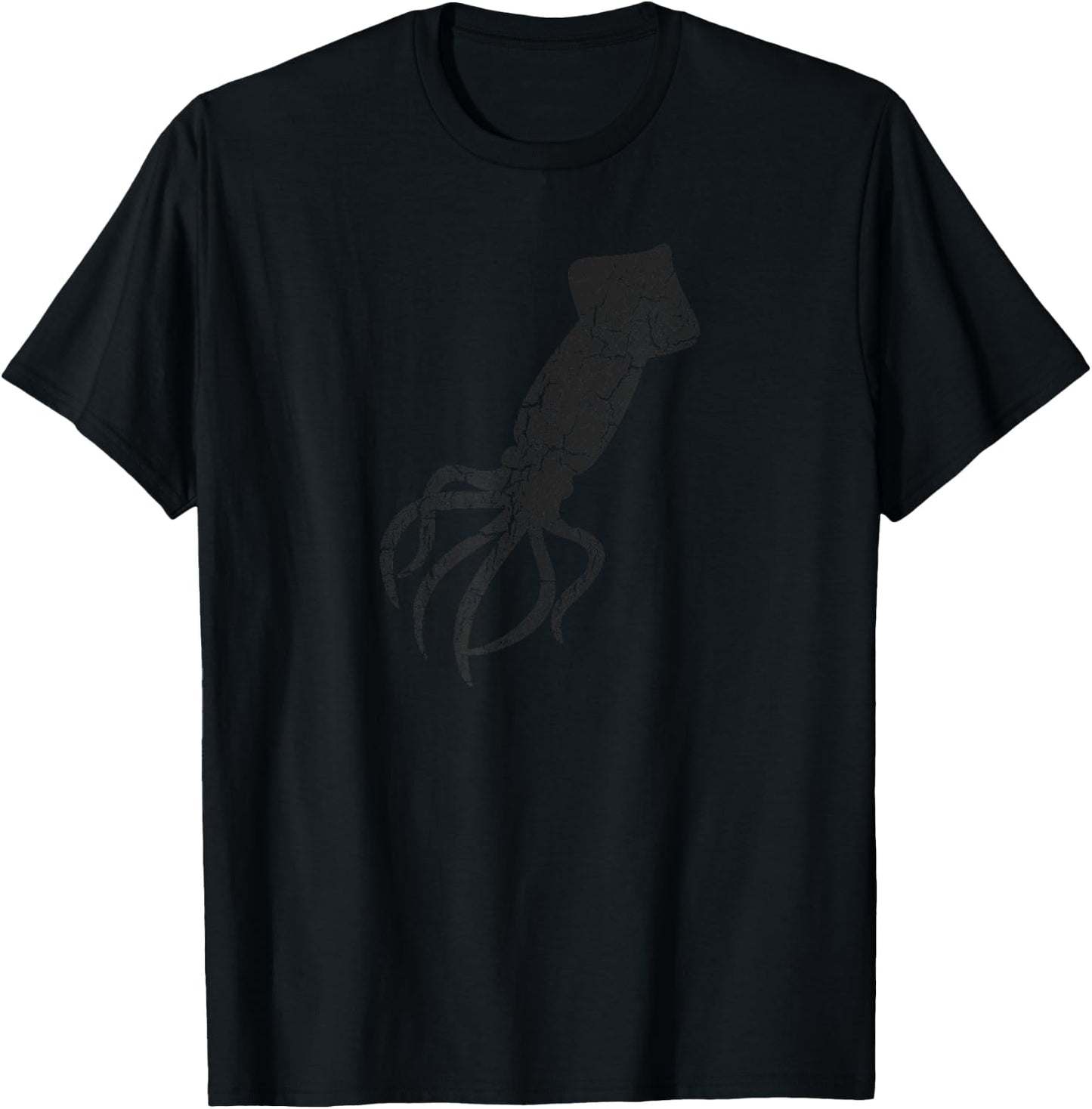 Squid Distressed Print - Vintage Squid T-Shirt - T-Shirt | Black