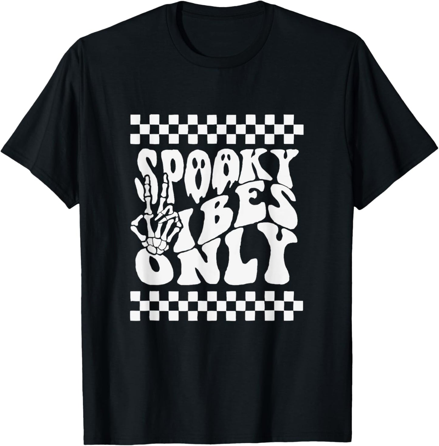 Spooky Vibes Only Halloween Retro Ghosts 80s Party T-Shirt - T-Shirt | Black