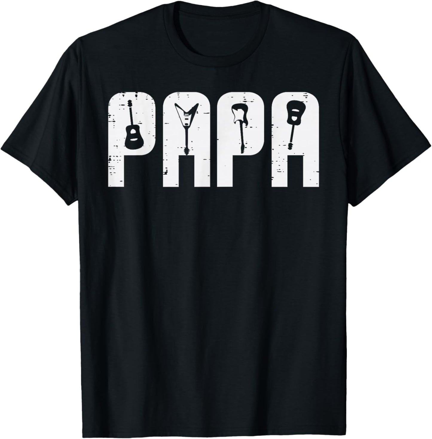 Guitar Shirts Rocker Men Women Boys Kids Gifts Electric Acoustic Bass Dad Daddy Men T-Shirt - T-Shirt | Black