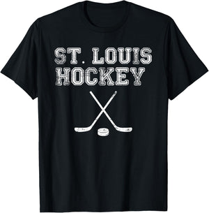 Vintage St. Louis Ice Hockey Sticks State Outile STL T-Shirt - T-Shirt | Black