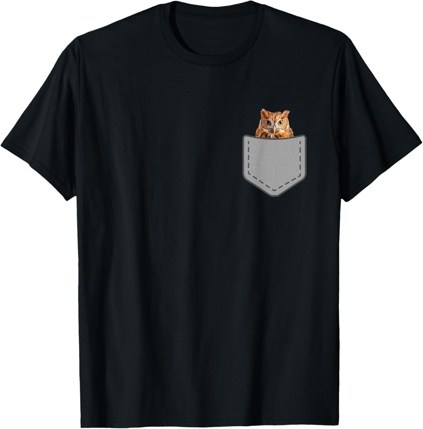 Funny Eastern Screech Owl In Your Pocket Animal T-Shirt - T-Shirt | Black