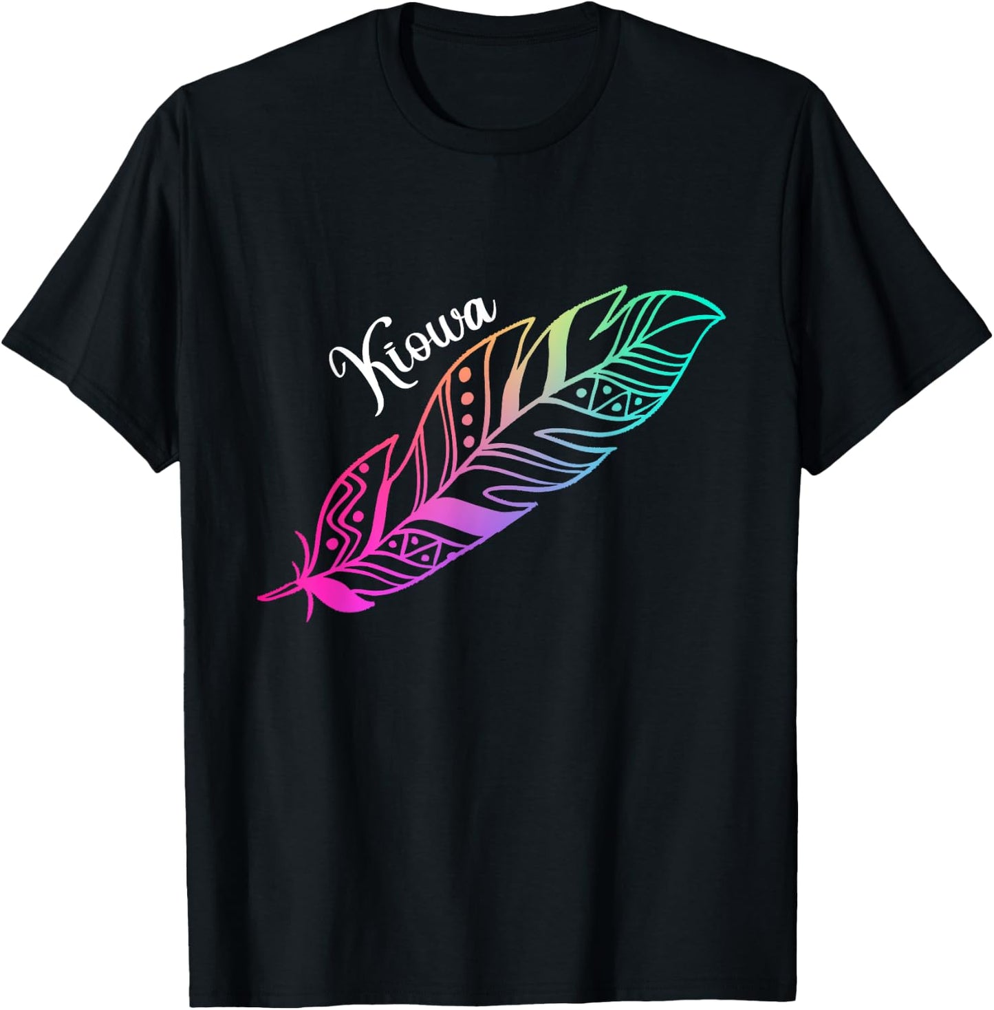 Indigenous Feather Native American Kiowa Tribe T-Shirt - T-Shirt | Black
