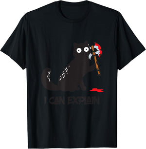 Funny killer cat with axe in the hand innocence in person T-Shirt - T-Shirt | Black