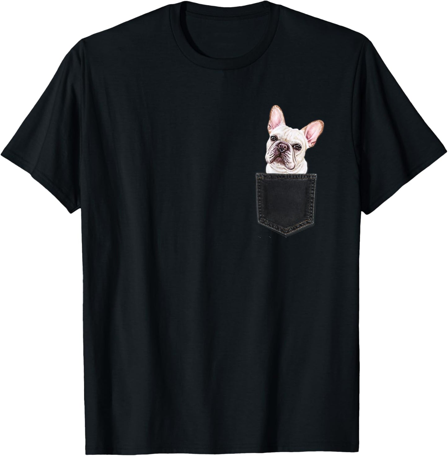 FRENCHIE Dog in Chest Pocket Dog In A Pocket Gift Women Girls Kids T-Shirt - T-Shirt | Black