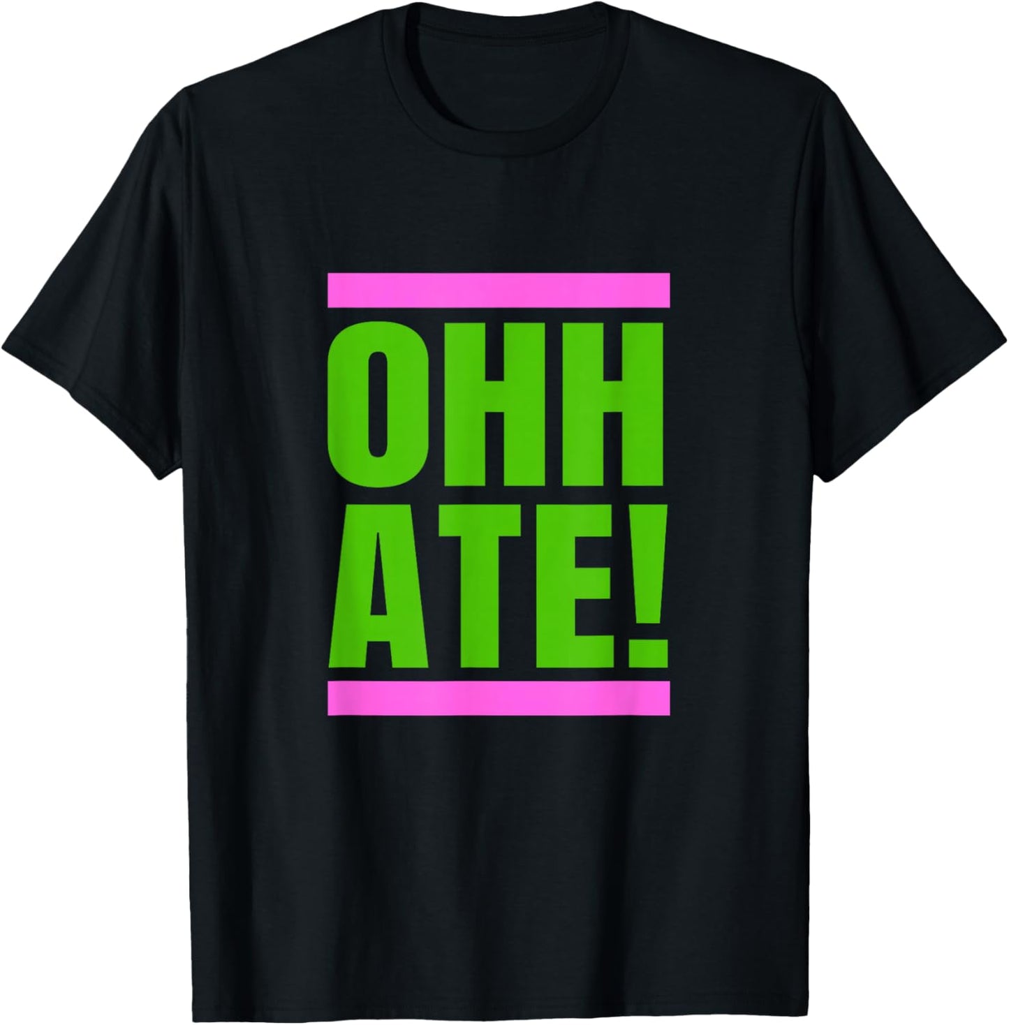Pink and Green Ohh Ate! 08 Pink & Green Color T-Shirt - T-Shirt | Black