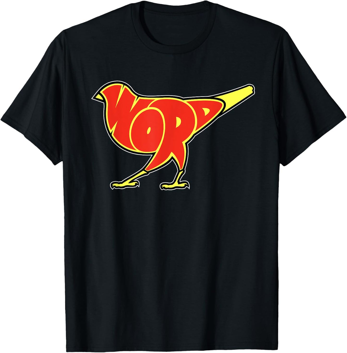 Taran Lopez Art Bird is the Word -Adults Black Cotton, Polyester Blend Modern Letter Print Small T-Shirt - T-Shirt | Black