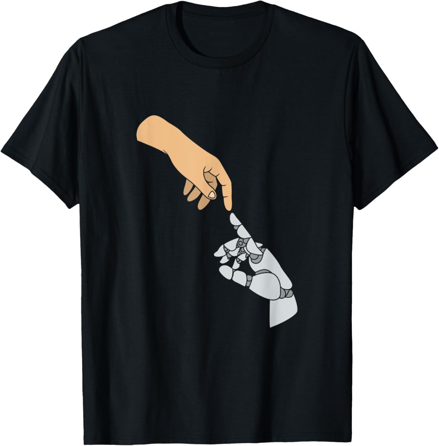 Funny Artificial Intelligence Human Hand And AI Robot Hand T-Shirt - T-Shirt | Black