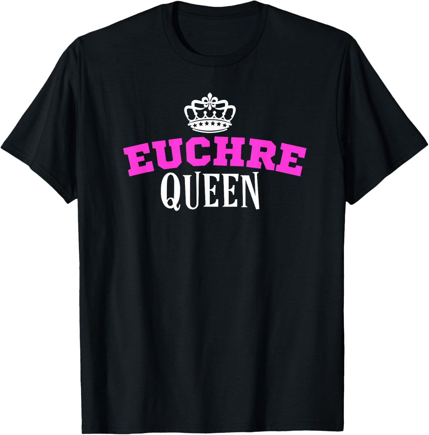 Euchre Card Game Queen Mom Gift Aunt Hearts Clubs T-Shirt - T-Shirt | Black