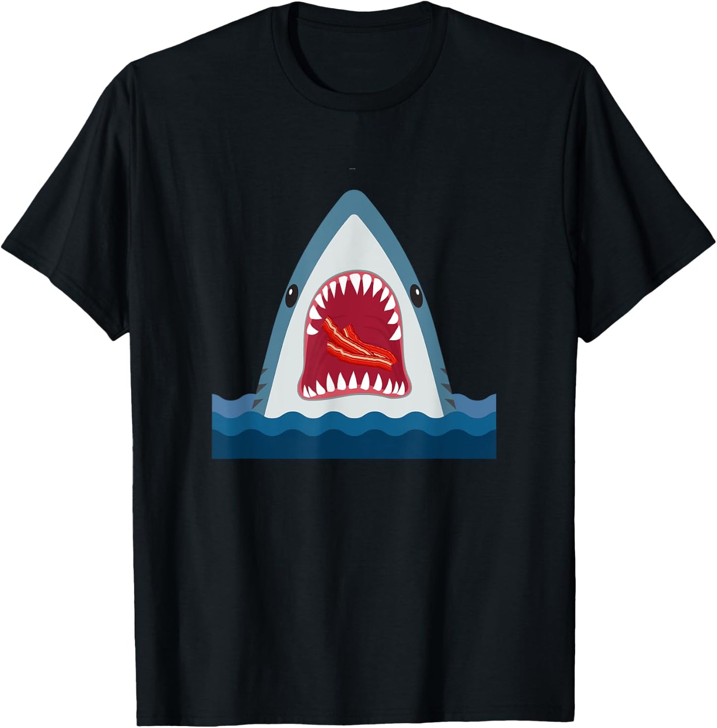 Shark Design Shark Food Bacon Food Lover Gift T-Shirt - T-Shirt | Black